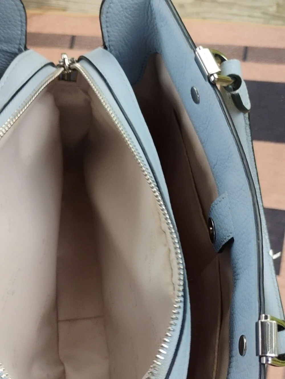 Kate Spade Leila 3 Compartmen Snake-Print Top-Handle Tote in Silver Hardware